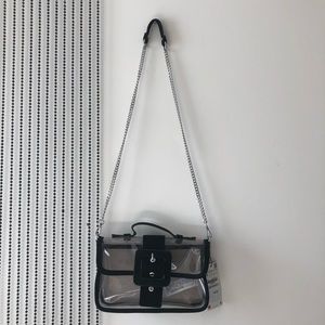 Zara Vinyl Satchel Purse with Buckle